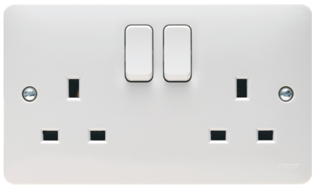 Hager WMSS82 Switched Socket DP 2x13A