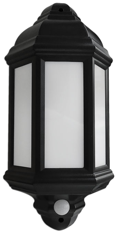 Eterna Half Lantern LED, Black w/PIR